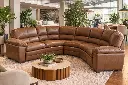 Warm Modern Living Room with Leather Sectional.webp