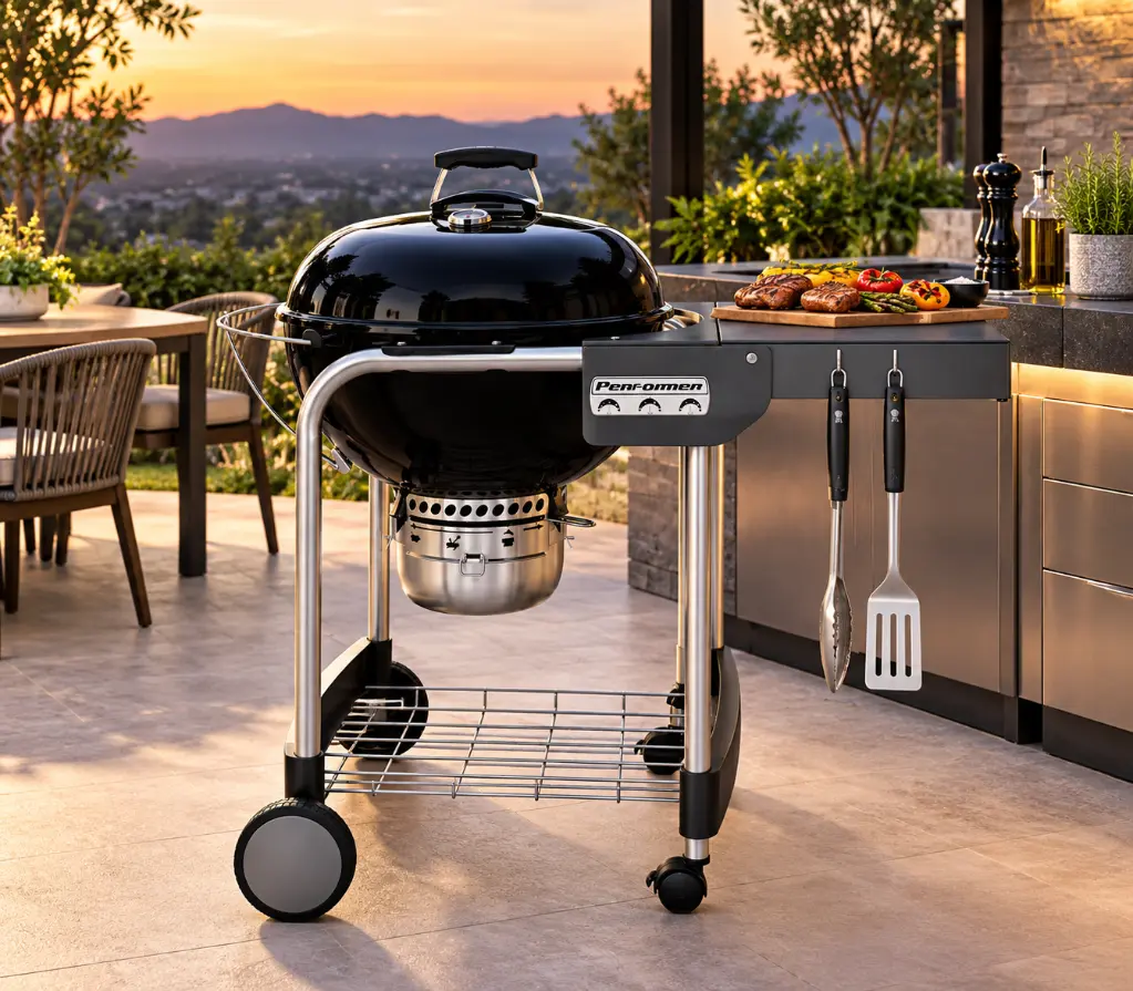 Luxury Sunset Patio Grill Scene.webp
