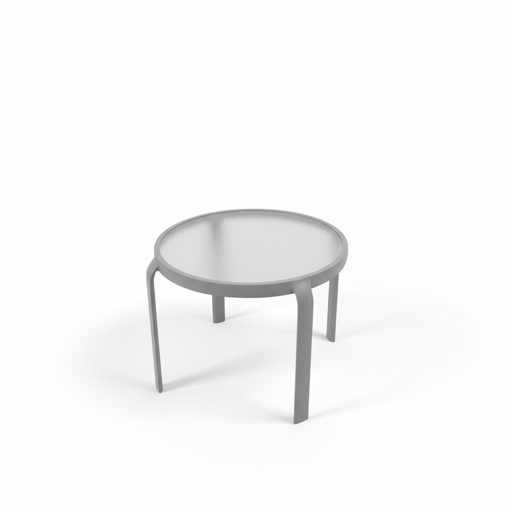 MESA LATERAL SAORI REDONDA VIDRIO BEIGE