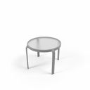 MESA LATERAL SAORI REDONDA VIDRIO BEIGE