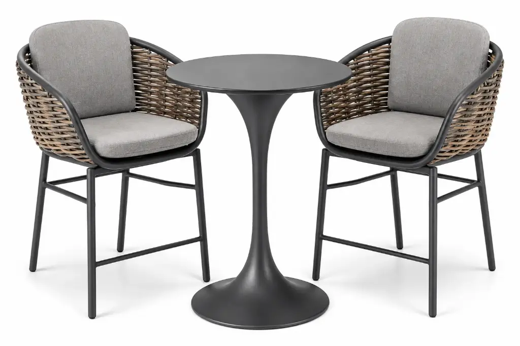 SET DE DOS SILLAS DE BAR Y MESA DE BAR VERONA NEGRO. 70x105.5CM ARTC419H-3