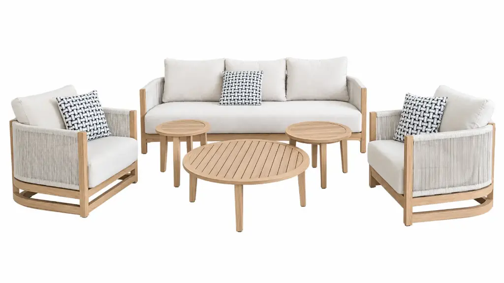 SET MAUI SOFA TRIPLE SOFA INDIVIDUAL FIJO Y GIRATORIO 2 MESAS CENTRO Y MESA LATERAL HAI23C071A-W