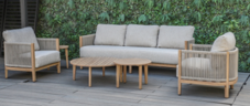 SET SOFA TRIPLE MAUI TECA 1 SOFA INDIVIDUAL 1 GIRATORIO  2 MESAS CENTRO Y MESA LATERAL HAI23C071A-W