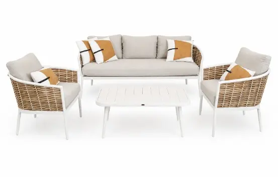 SET SOFA TRIPLE DALLAS  2 SOFAS INDIVIDUALES MESA CENTRO BLANCO HAI21C001A-W-CLB