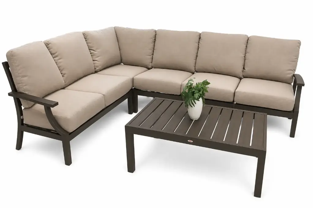 SET SOFA EN L 2 OTO 2 SOFAS INDIVIDUAL MESA DE CENTRO GRIS COJINES BEIGE HAI16C067ALS-D