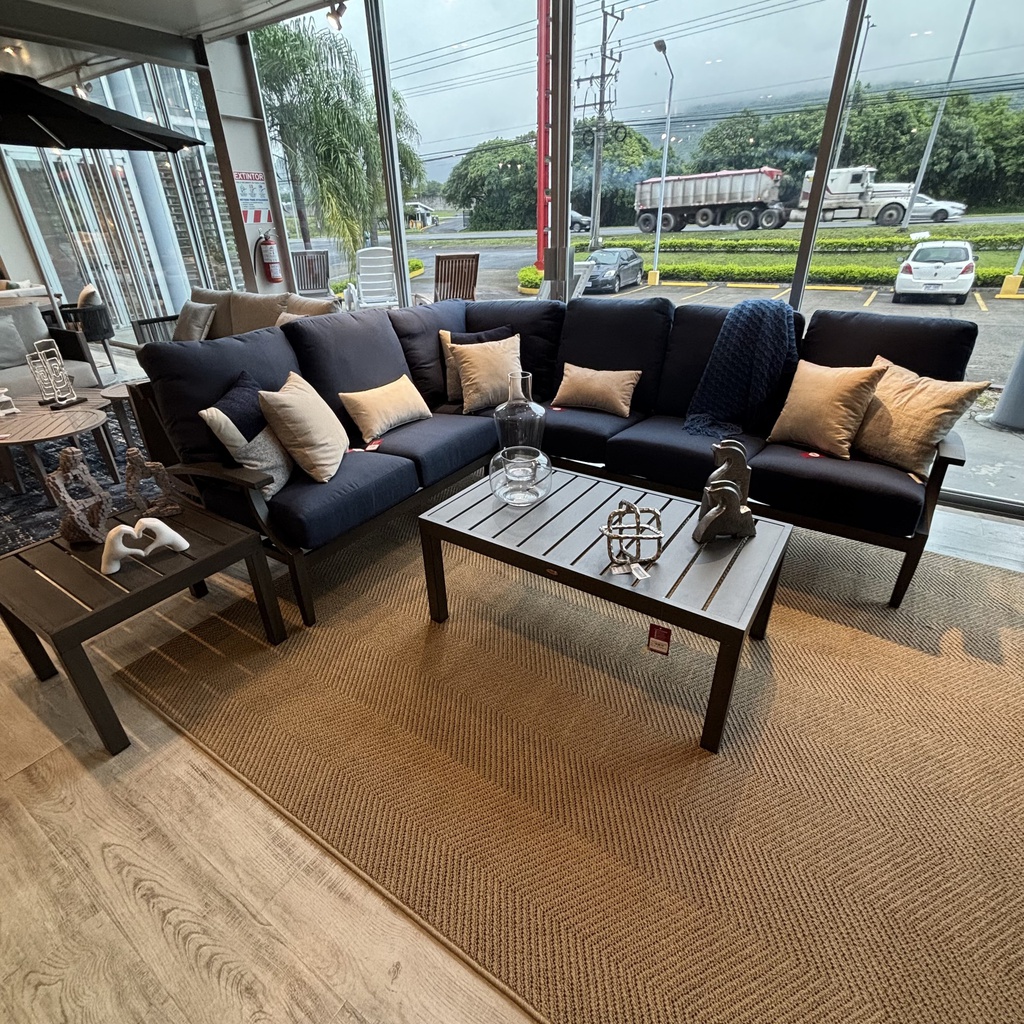 SOFA EN L MESA DE CENTRO MESA LATERAL AZUL COJINES AZUL  HAI16C067ALS-D