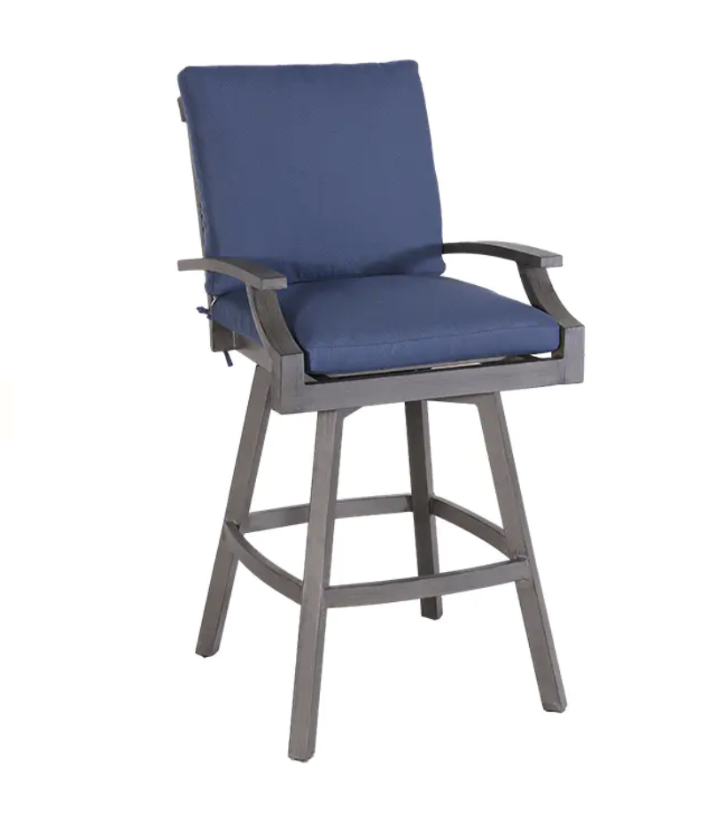 SILLA BAR MARTINIQUE GRIS COJIN AZUL HAI16BC067A-P3016