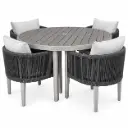 SET COMEDOR MESA REDONDA 4 SILLAS CON BRAZOS HAI23C176A-W
