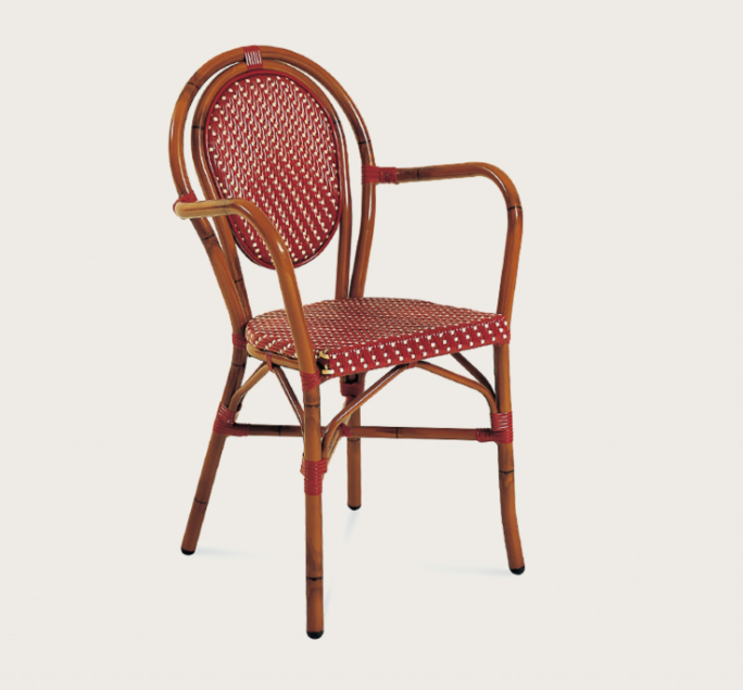 SILLA PARIS 8 ROJO CON BRAZOS BROWN RATTAN J5AC3508N04RAT