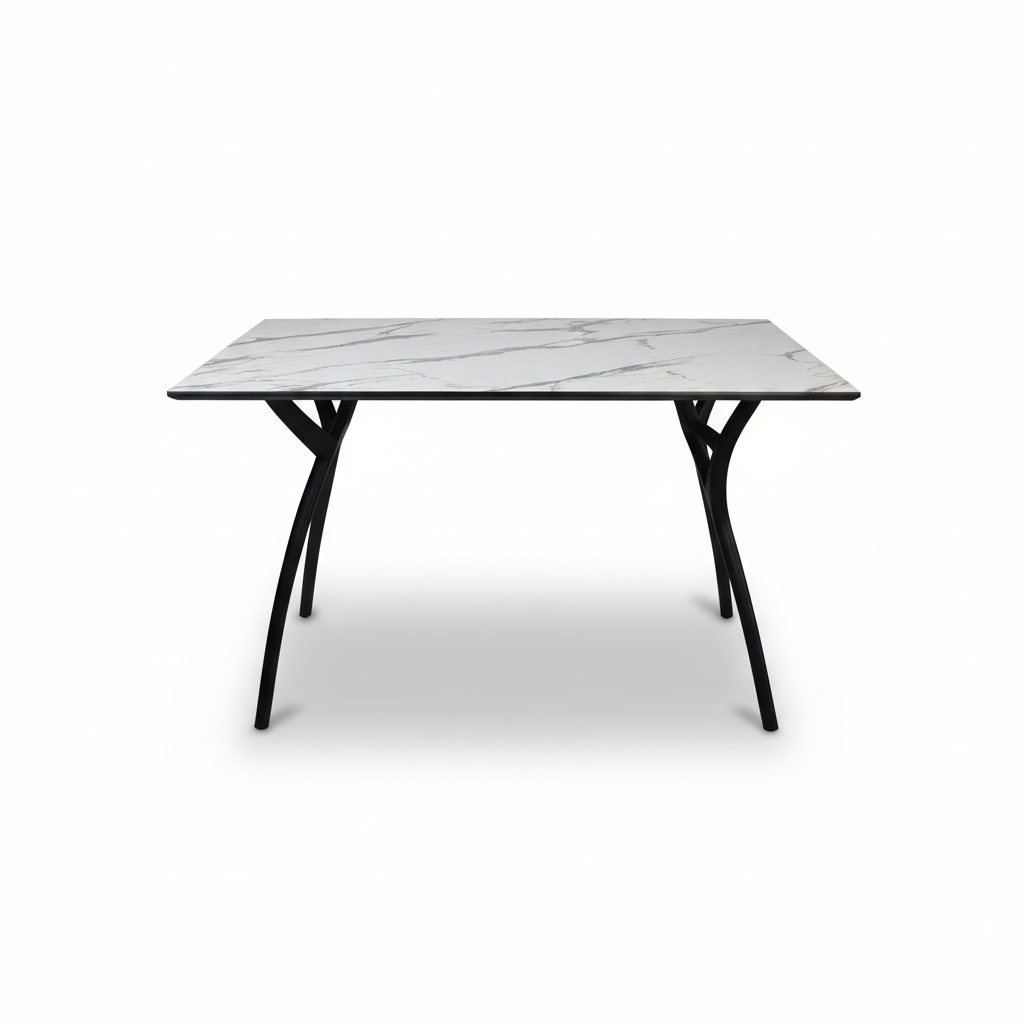 MESA COMEDOR IVY-L BASE NEGRA SOBRE BLANCO 77X120CM TILM-TA-IVY6-BLK-HPL1