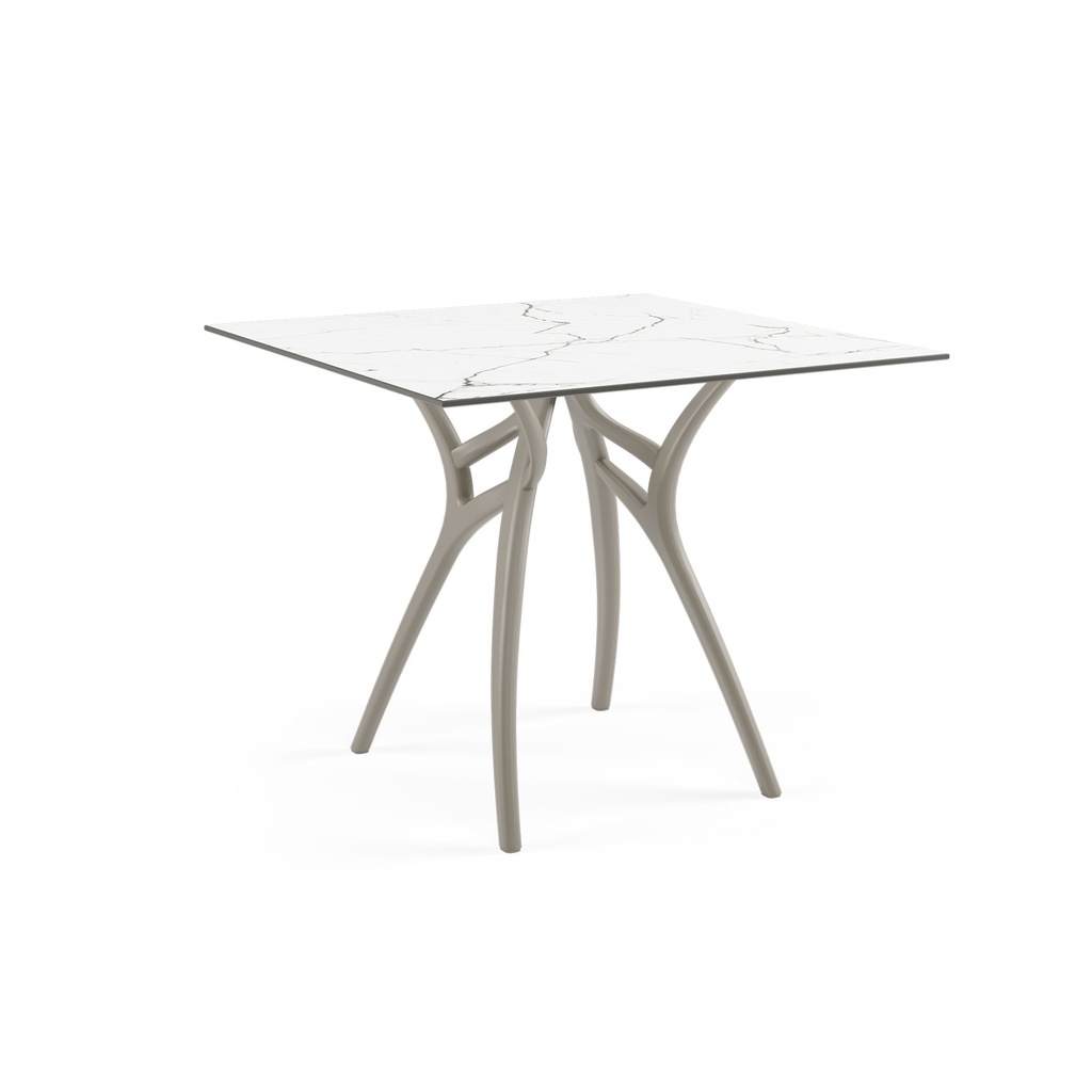 MESA COMEDOR IVY-L BASE MARRON SOBRE BLANCO 90X90CM TILM-TA-IVY5-BLK-HPL4