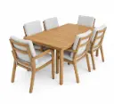 SET COMEDOR RECTANGULAR 6 SILLAS GRIS ACABADO TEAK HHAI19C075A-C -24T202