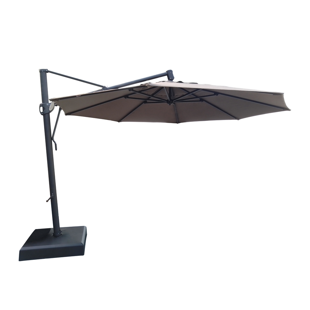SOMBRILLA CANTILEVER OCTAGONAL 3.9M ESTR NEGRO TELA TAUPE C/BASE HAIAKZ13T9S4261BC0519C2