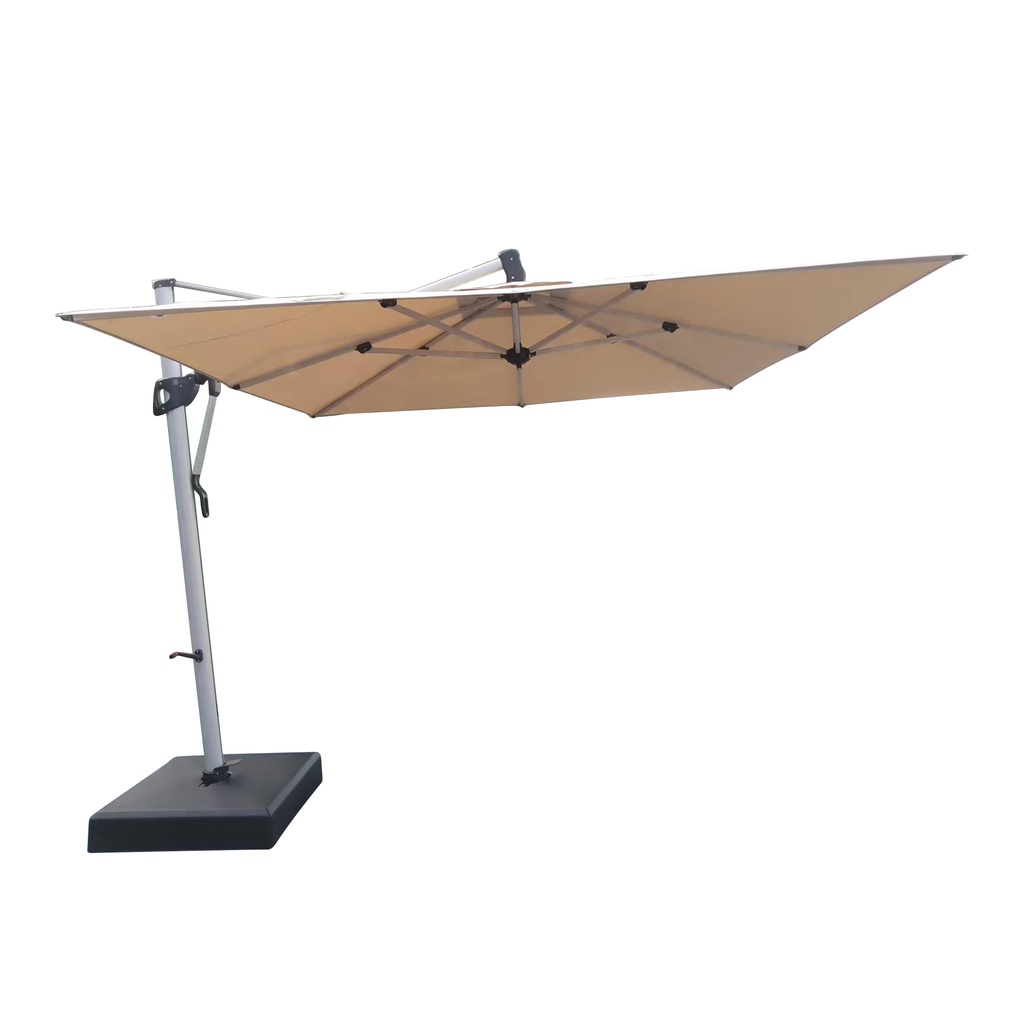 SOMBRILLA CANTILEVER  CUADRADA 3X3M ESTR PLATINUM TELA KHAKI C/BASE HAIAKZ10ST5T4222BC0519C2