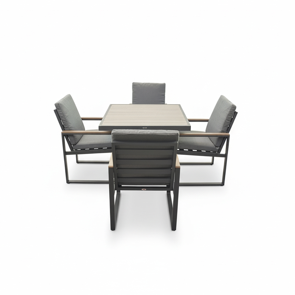SET COMEDOR CUADRADO 4 SILLAS CON BRAZOS  HAI24C158A-KD-C