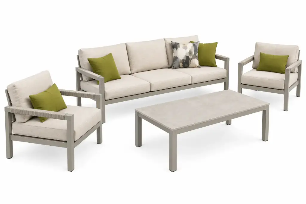 SET SOFA TRIPLE DOHA 1 SOFA INDIVIDUAL 1 SOFA GIRATORIO 1 MESA DE CENTRO GRIS HAI23C237A-3D-1-G