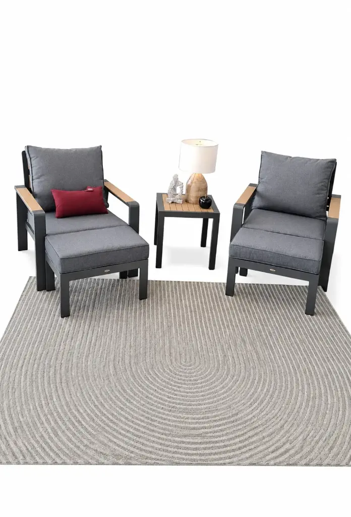 SET SOFA INDIVUALES 2 OTOMANOS CON MESA LATERAL GRIS HAI22C144A-G