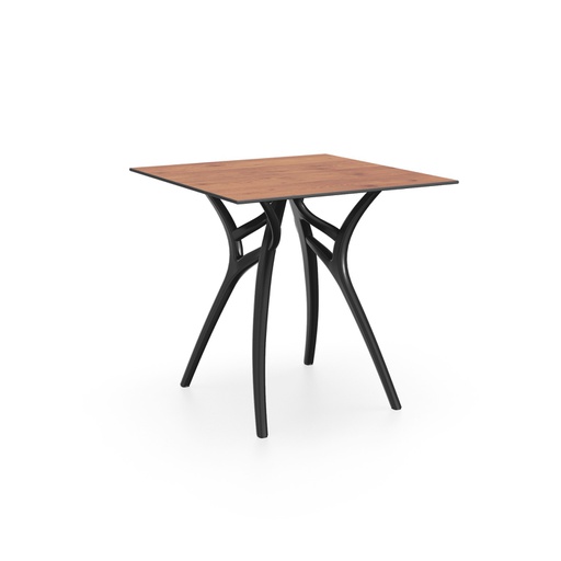 MESA COMEDOR IVY-L BASE NEGRA SOBRE CAFE CLARO 90X90CM TILM-TA-IVY5-BLK-HPL4