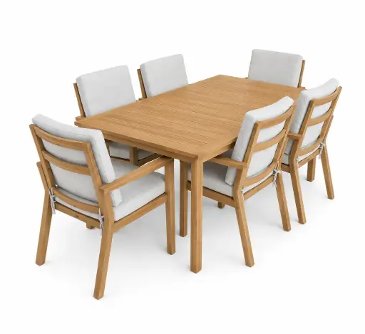 SET COMEDOR RECTANGULAR 6 SILLAS BLANCA HHAI19C075A-C -24T202