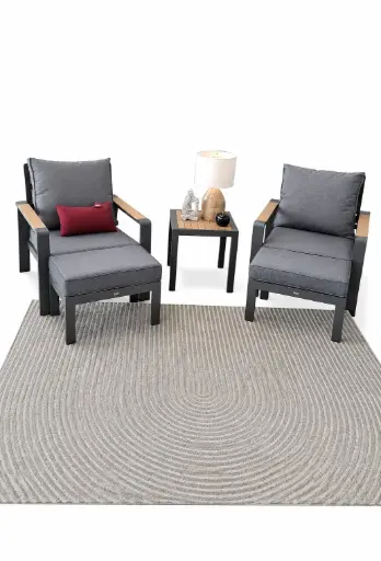 SET SOFA INDIVUALES 2 OTOMANOS CON MESA LATERAL GRIS HAI22C144A-G