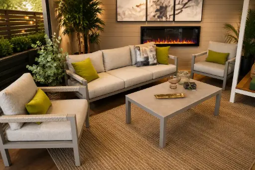 SET SOFA TRIPLE DOHA 2 SOFA INDIVIDUAL Y MESA DE CENTRO GRIS HAI23C237A-3D-1-G